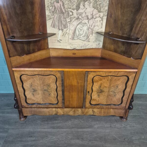 Hoekkast Biedermeier 1860 Noten - Afbeelding 15