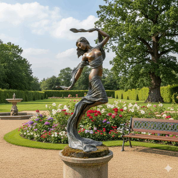 Beeld Tuinbeeld Nimf Brons 1,90 m - Afbeelding 2