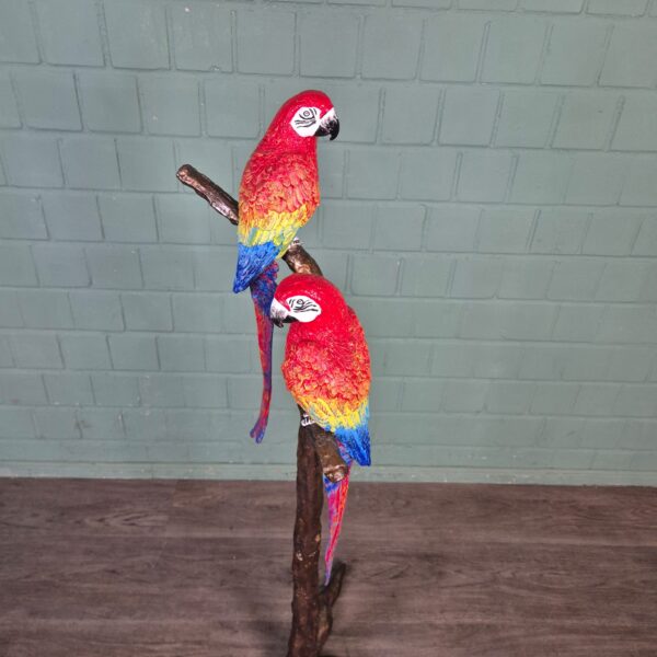 Beeld Tuinbeeld Bronzen papegaaien, 1,30 m - Afbeelding 6