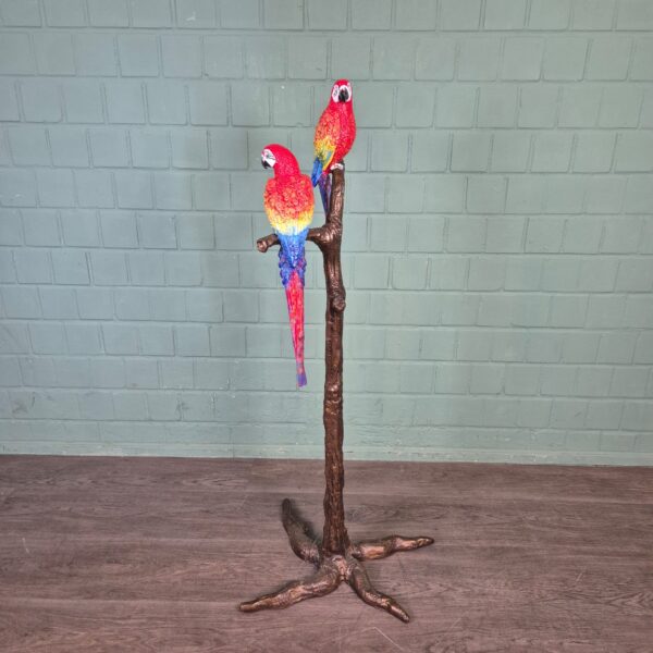 Beeld Tuinbeeld Bronzen papegaaien, 1,30 m