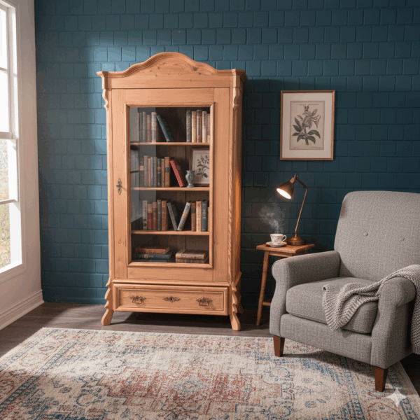 Vitrine Boekenkast Louis Philippe 1860 Grenen - Afbeelding 2