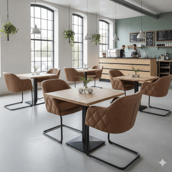 Cafétafel Restauranttafel Mangohout Staal 0,80 m - Afbeelding 2