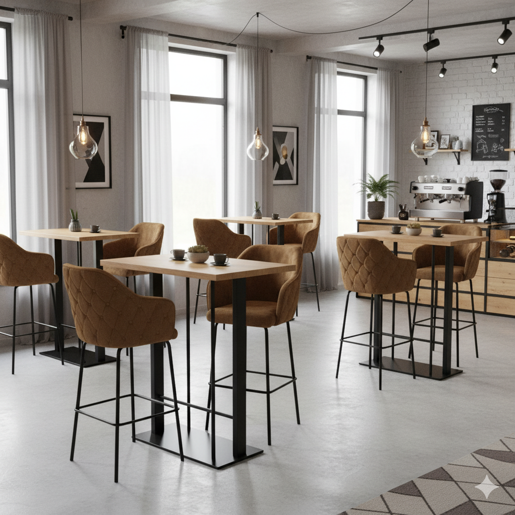 Statafel Bartafel Mangohout Staal 1,20 m  x 0,70 m - Afbeelding 2