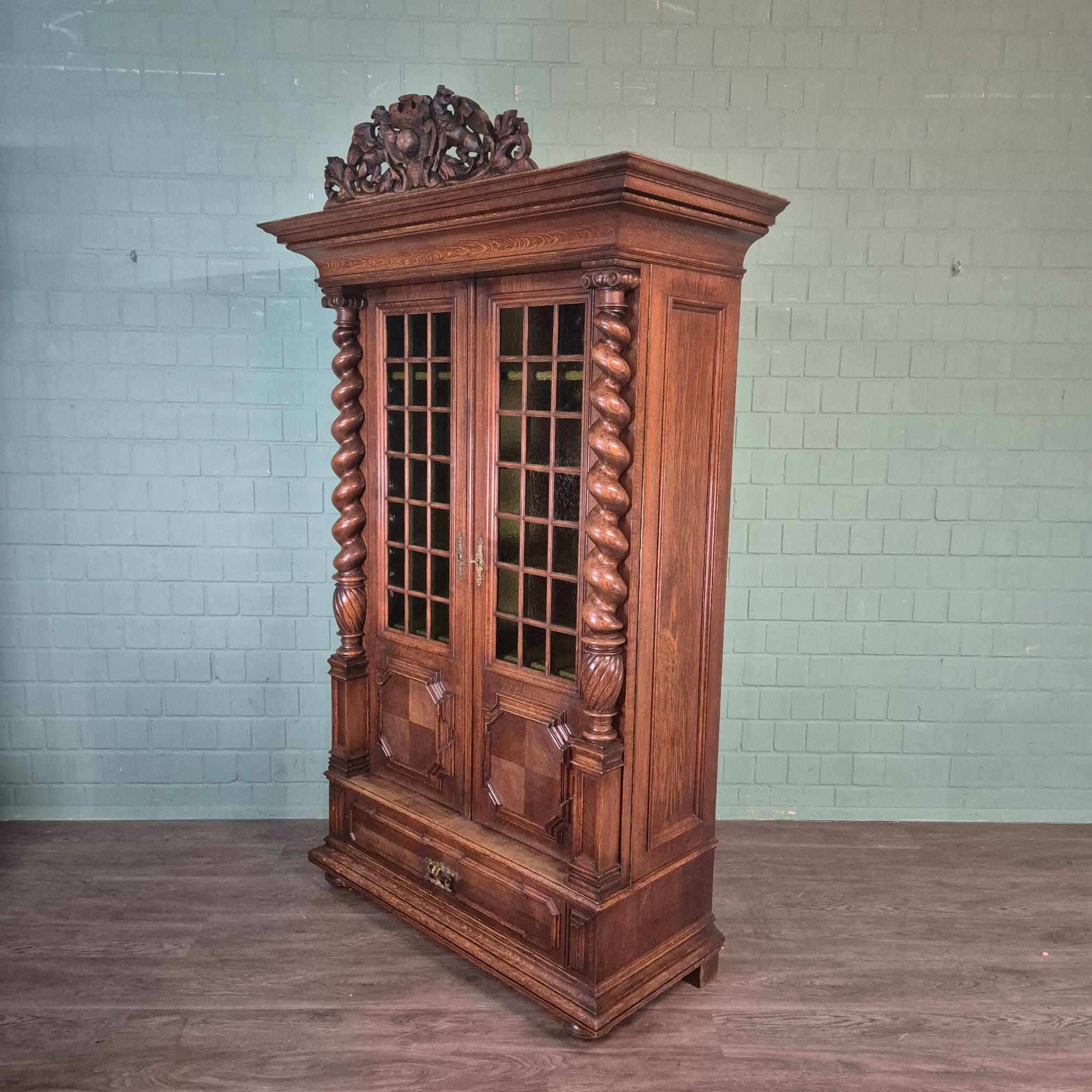Vitrine Kast Neo-barok 1910 Eiken - Afbeelding 6