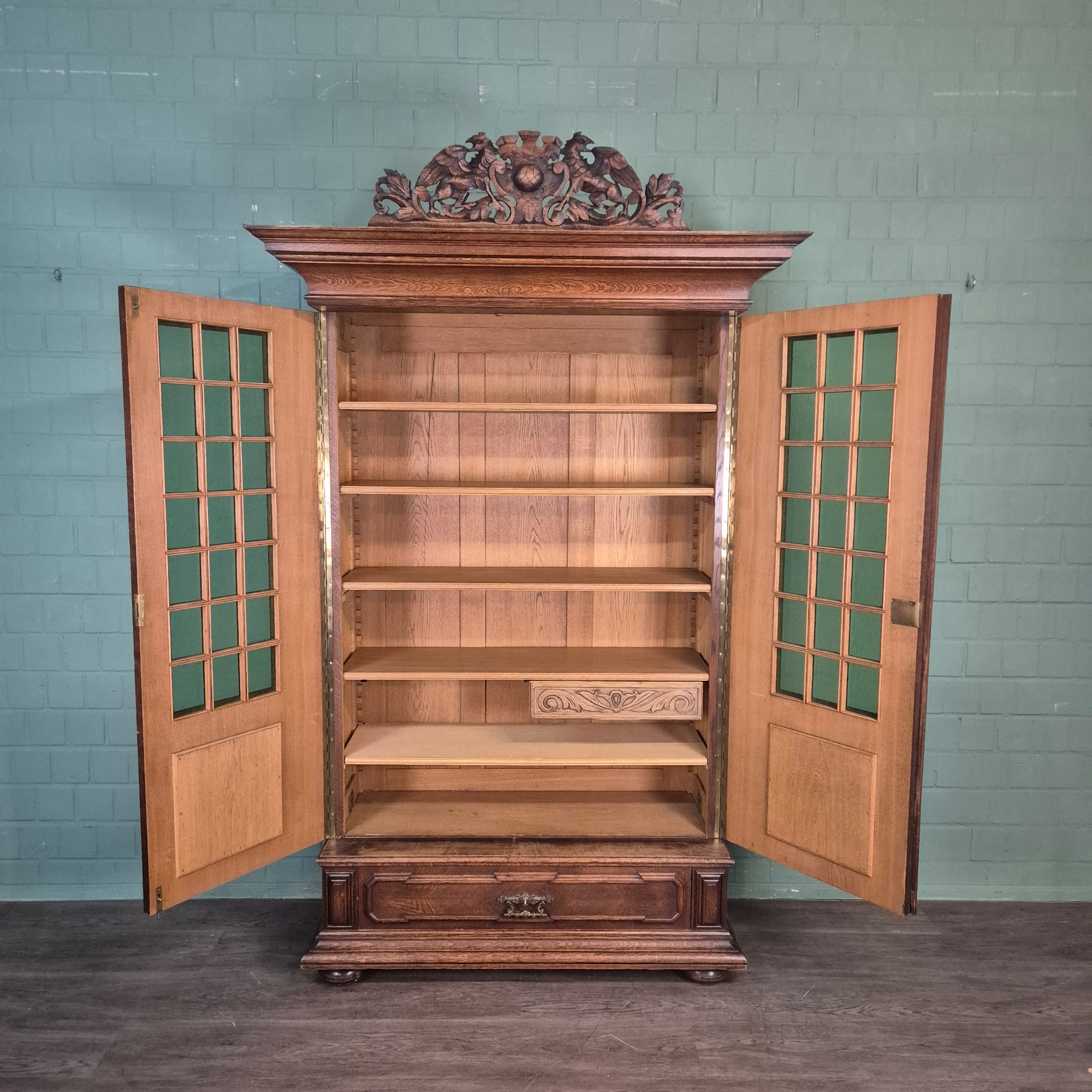 Vitrine Kast Neo-barok 1910 Eiken - Afbeelding 19