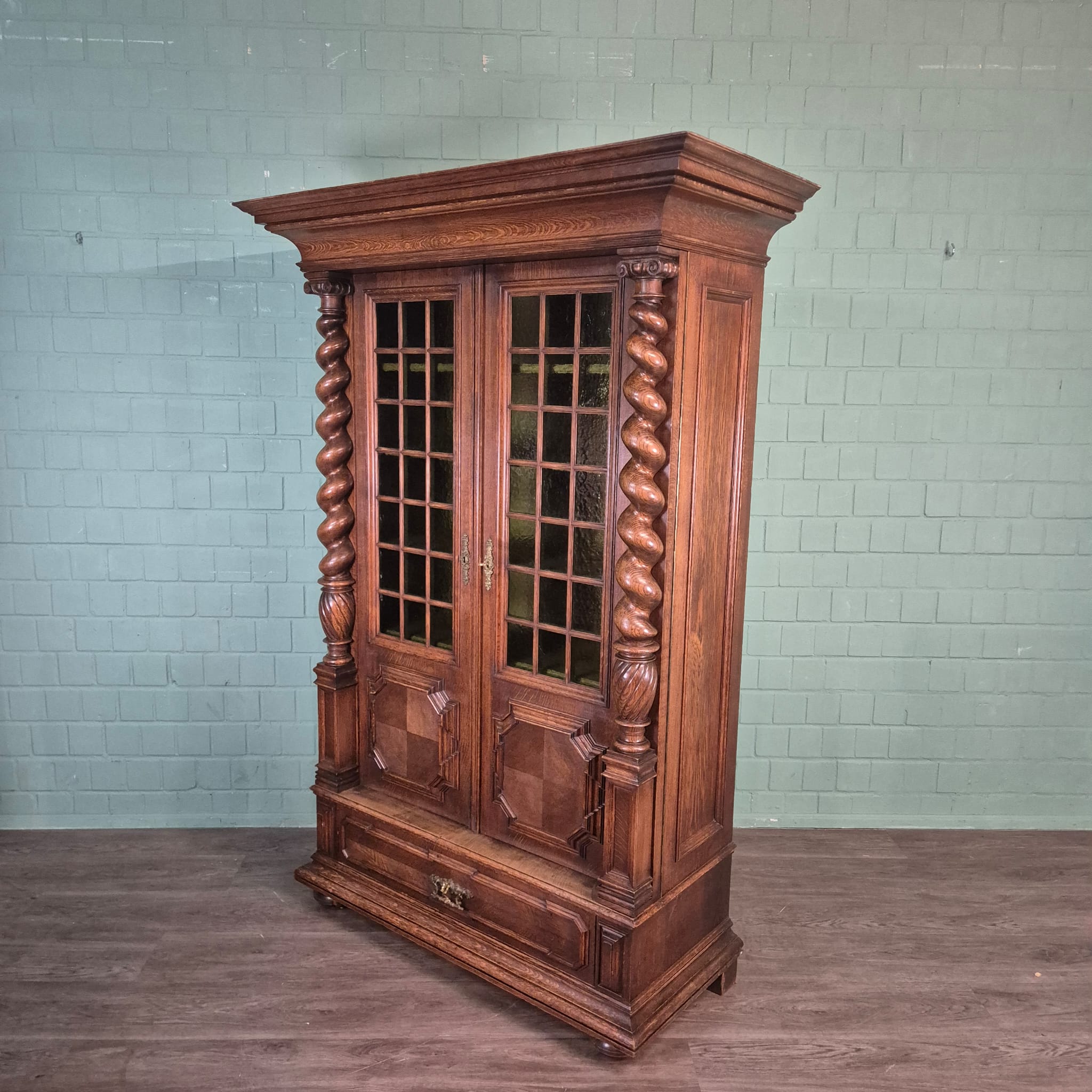 Vitrine Kast Neo-barok 1910 Eiken - Afbeelding 7