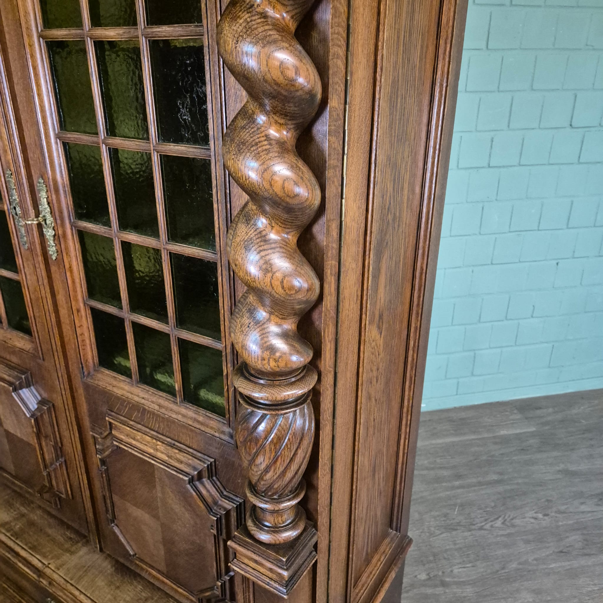 Vitrine Kast Neo-barok 1910 Eiken - Afbeelding 12