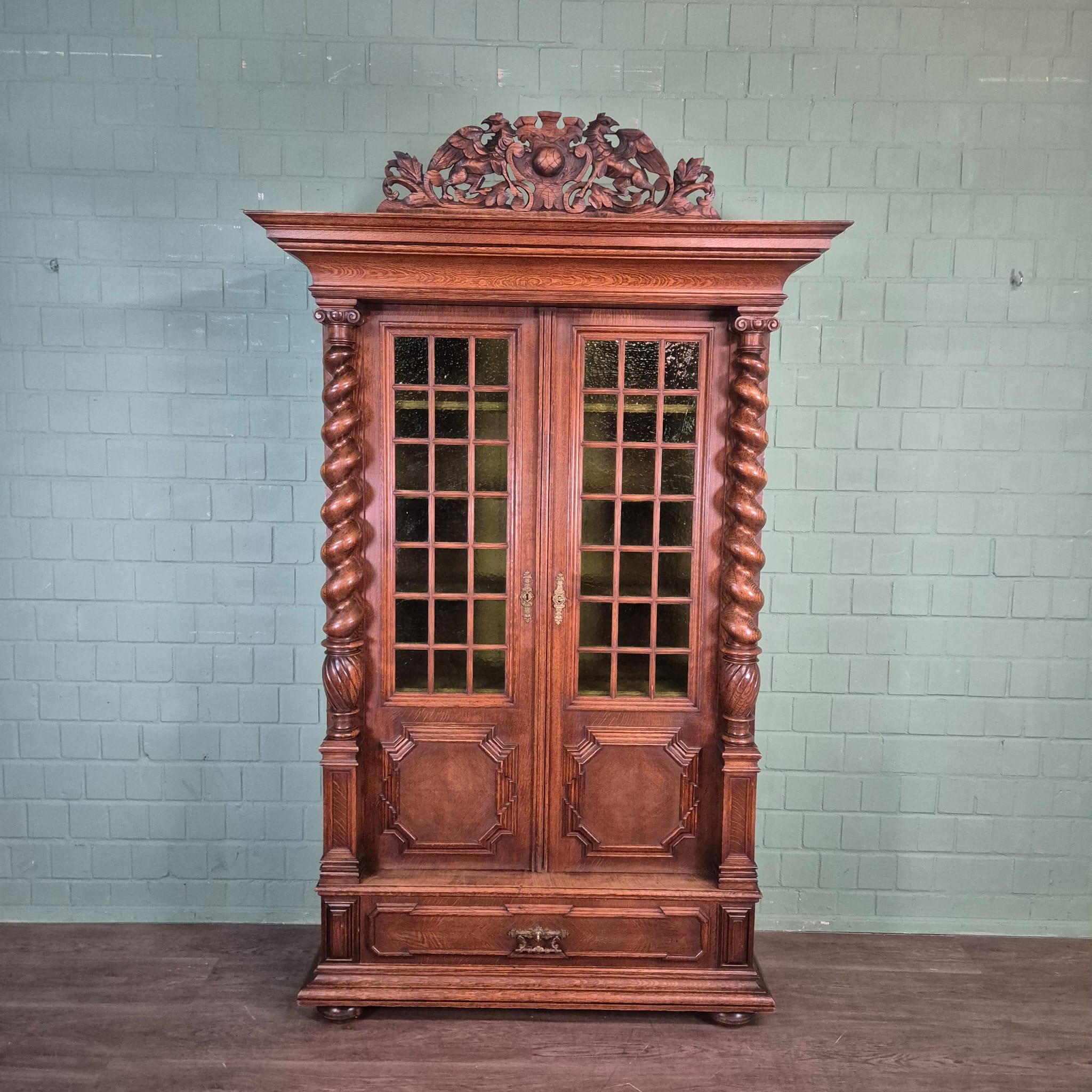 Vitrine Kast Neo-barok 1910 Eiken - Afbeelding 4