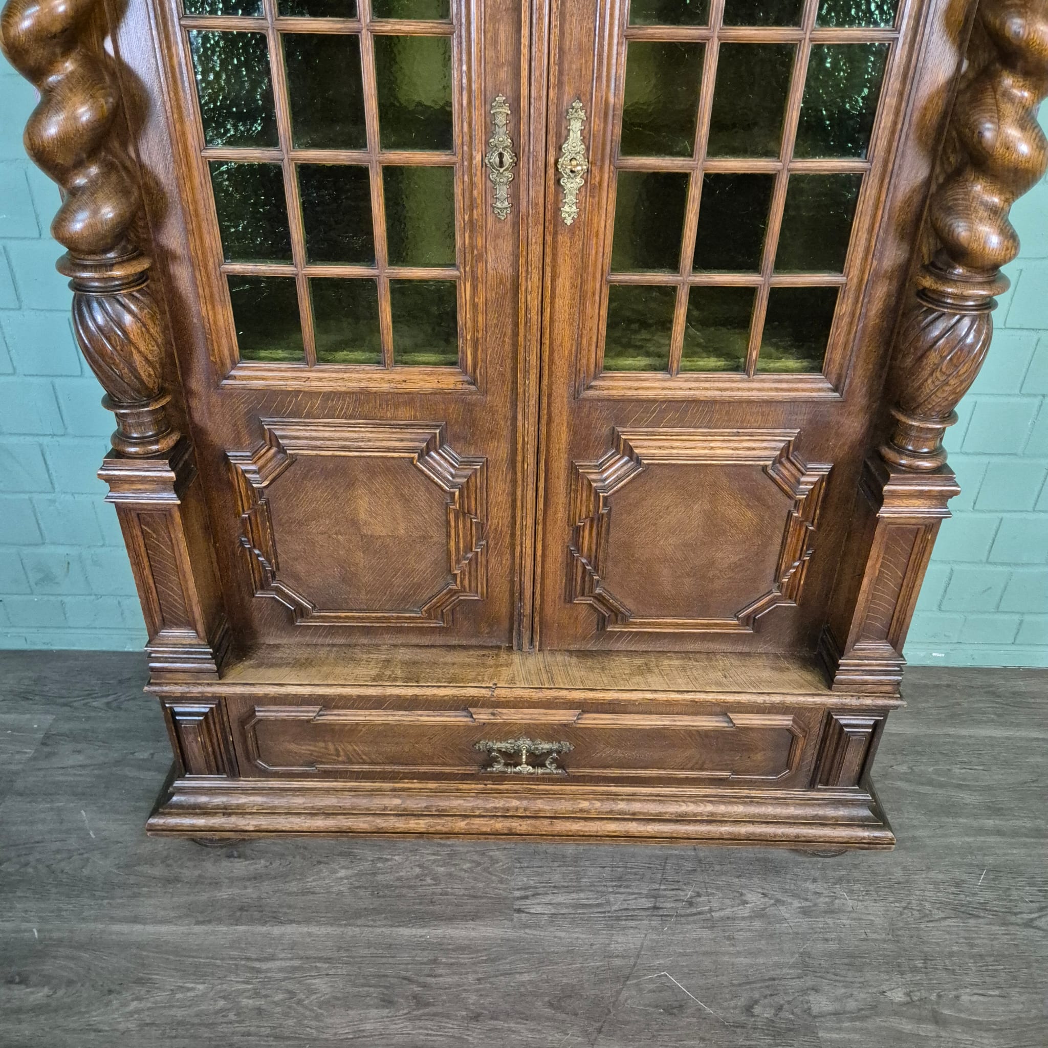 Vitrine Kast Neo-barok 1910 Eiken - Afbeelding 13