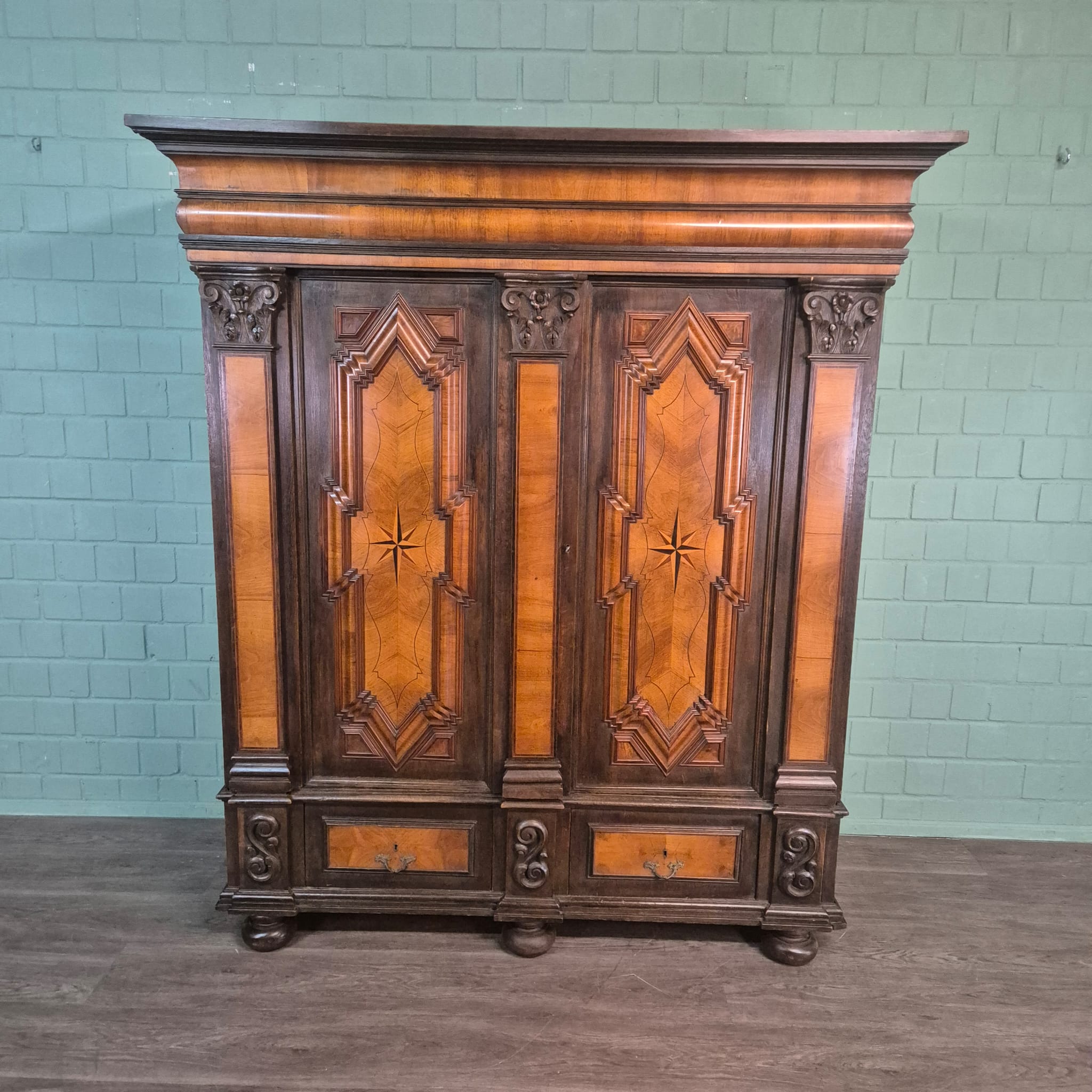 Kast Vitrine Neo-barok 1860 Noten - Afbeelding 3