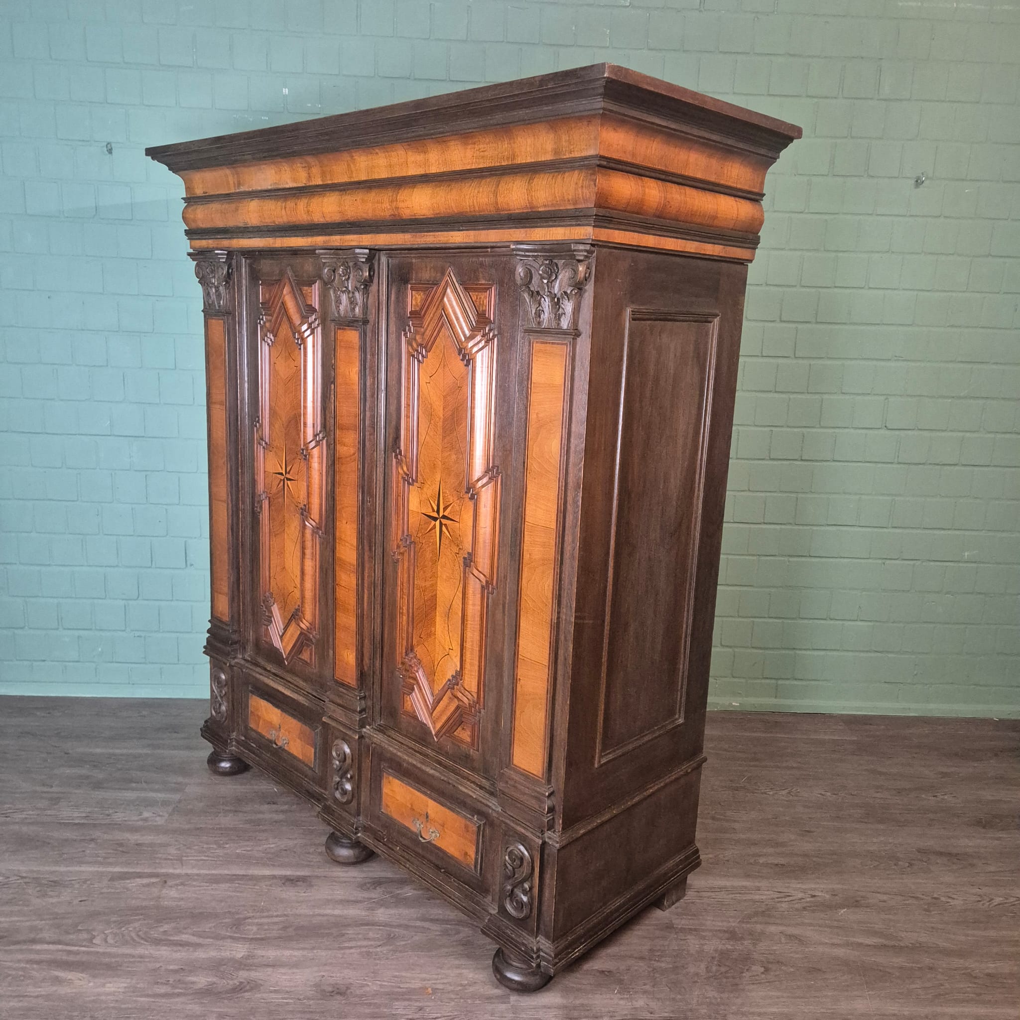 Kast Vitrine Neo-barok 1860 Noten - Afbeelding 4