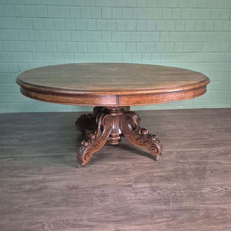 Eettafel Neo-barok 1890 Eiken Ovaal 1,55 m x 1,25 m - Afbeelding 3