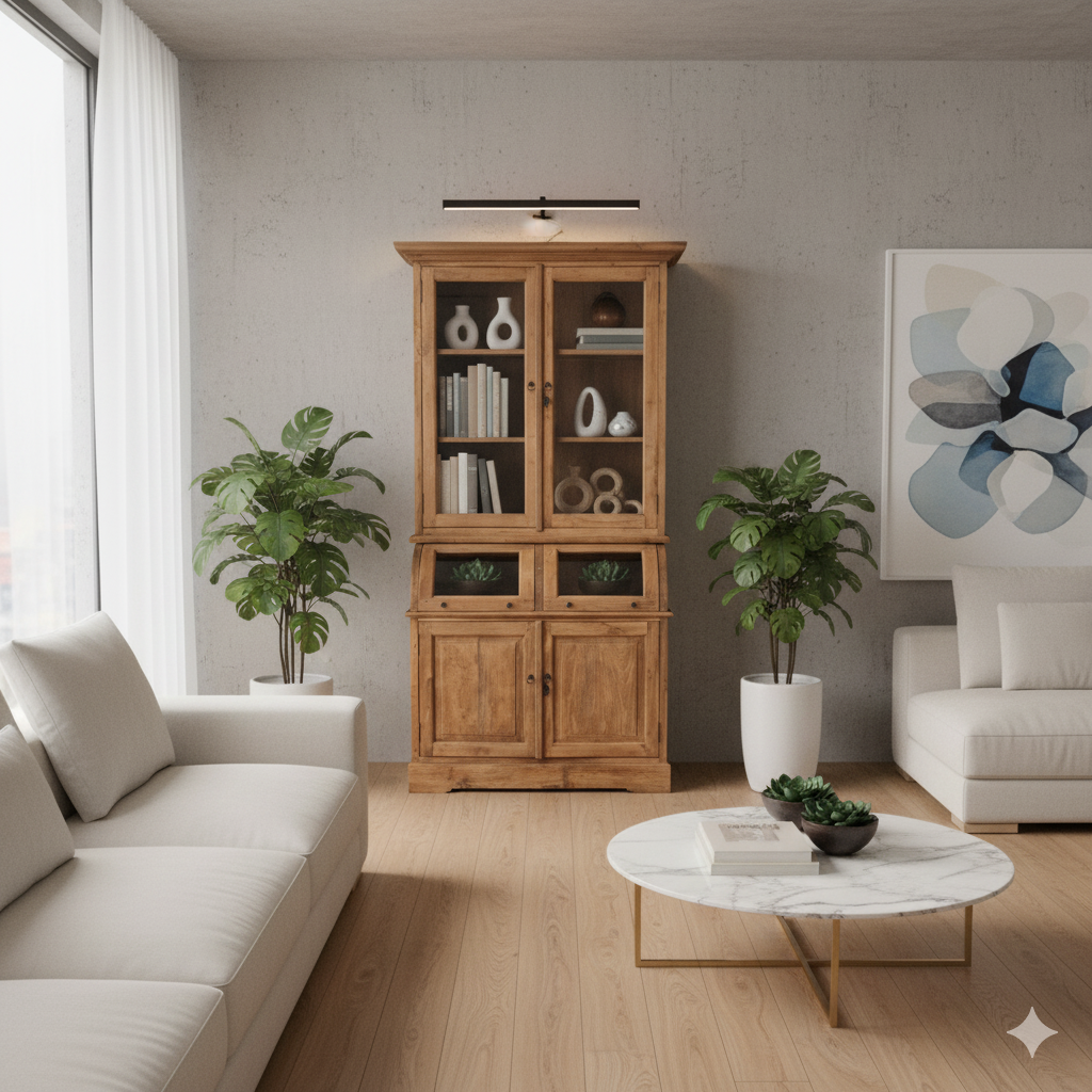 Vitrinekast 1,14 m Teak - Afbeelding 2