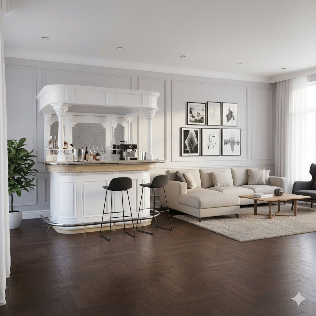 Luifelbar Huisbar Teak 2,06 m Wit - Afbeelding 2