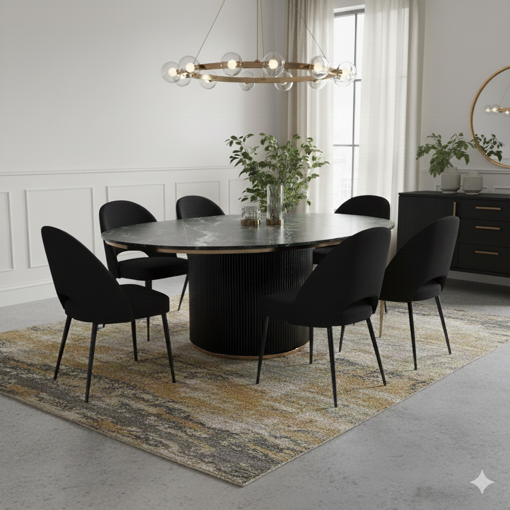 Eettafel Marmer Hardhout Ø 1,50 m - Afbeelding 2