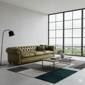 Chesterfield bank Leder 2,80 m Olijf