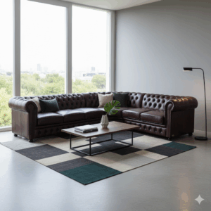 Chesterfield Hoekbank Rood-Bruin 2,80 m x 2,30 m