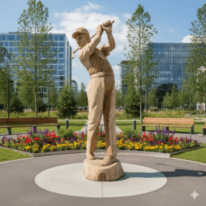 Teakhouten Beeld Golfspeler 2,20m
