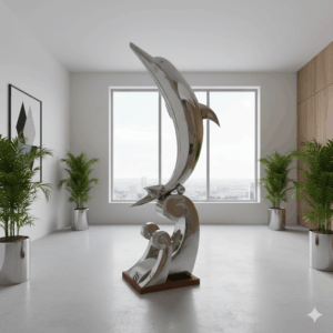 Beeld Chroom Dolfijn