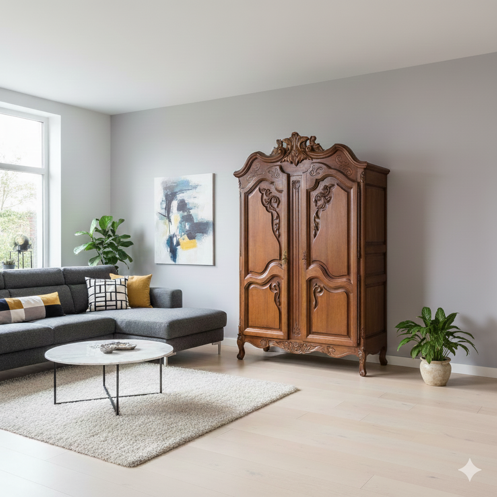 Kast Kledingkast Neobarok Mahonie - Afbeelding 2