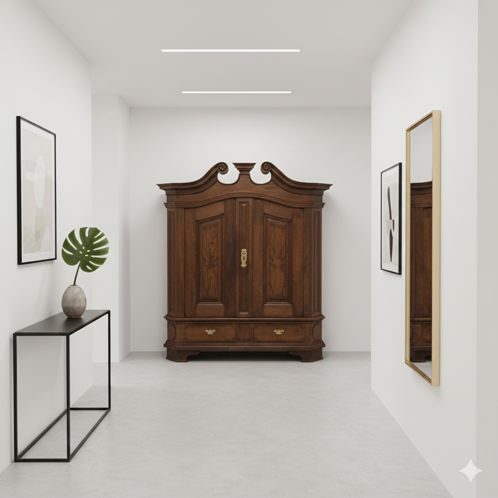 Kast Kledingkast Barok 1760 Eiken - Afbeelding 2