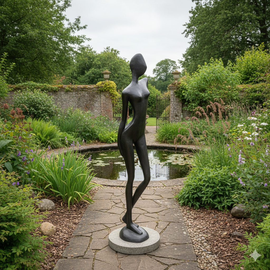 Beeld Decoratie Vrouw 1,80 m Brons - Afbeelding 2