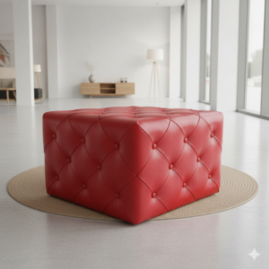 Hocker Chesterfield Leder Rood 0,62 m
