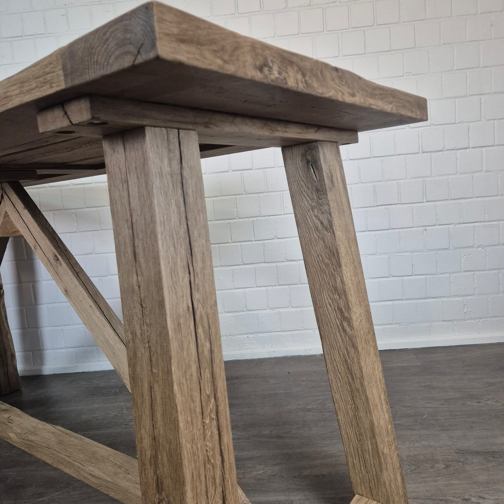 Statafel / Bartafel – Eikenhout 2,30 m x 0,80 m - Afbeelding 17