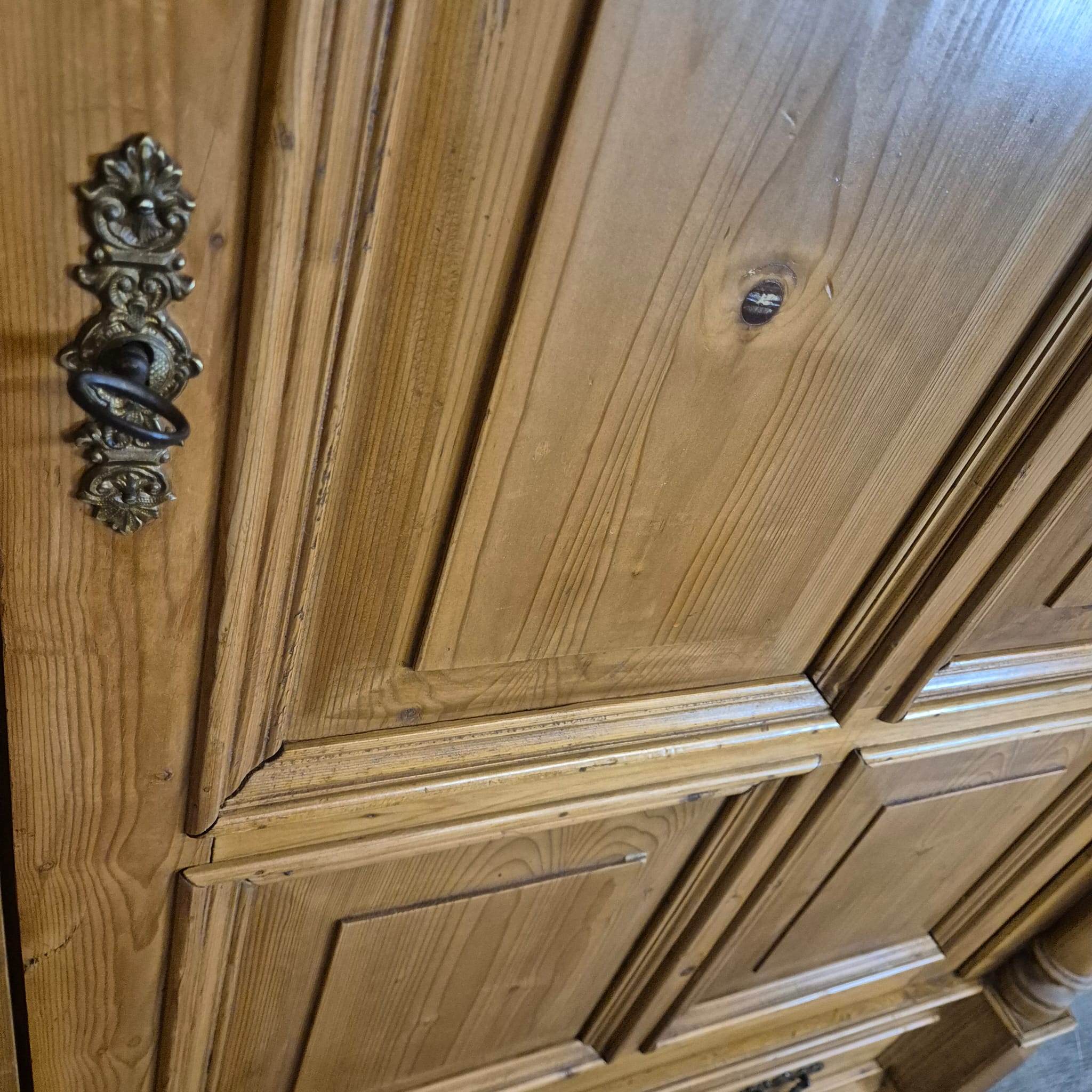 Antieke Gründerzeit Kledingkast / Halkast 1880 Grenen - Afbeelding 9