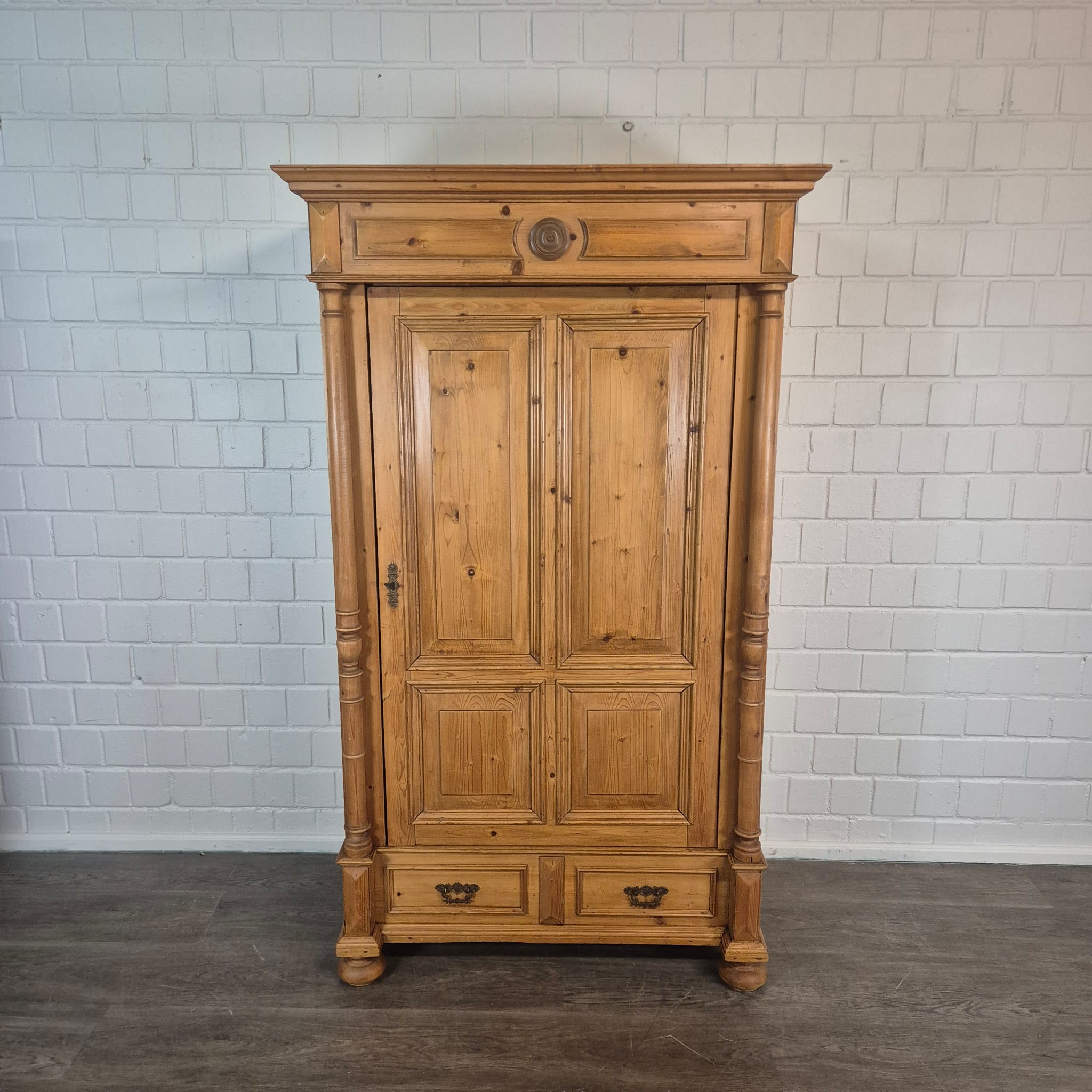 Antieke Gründerzeit Kledingkast / Halkast 1880 Grenen - Afbeelding 3