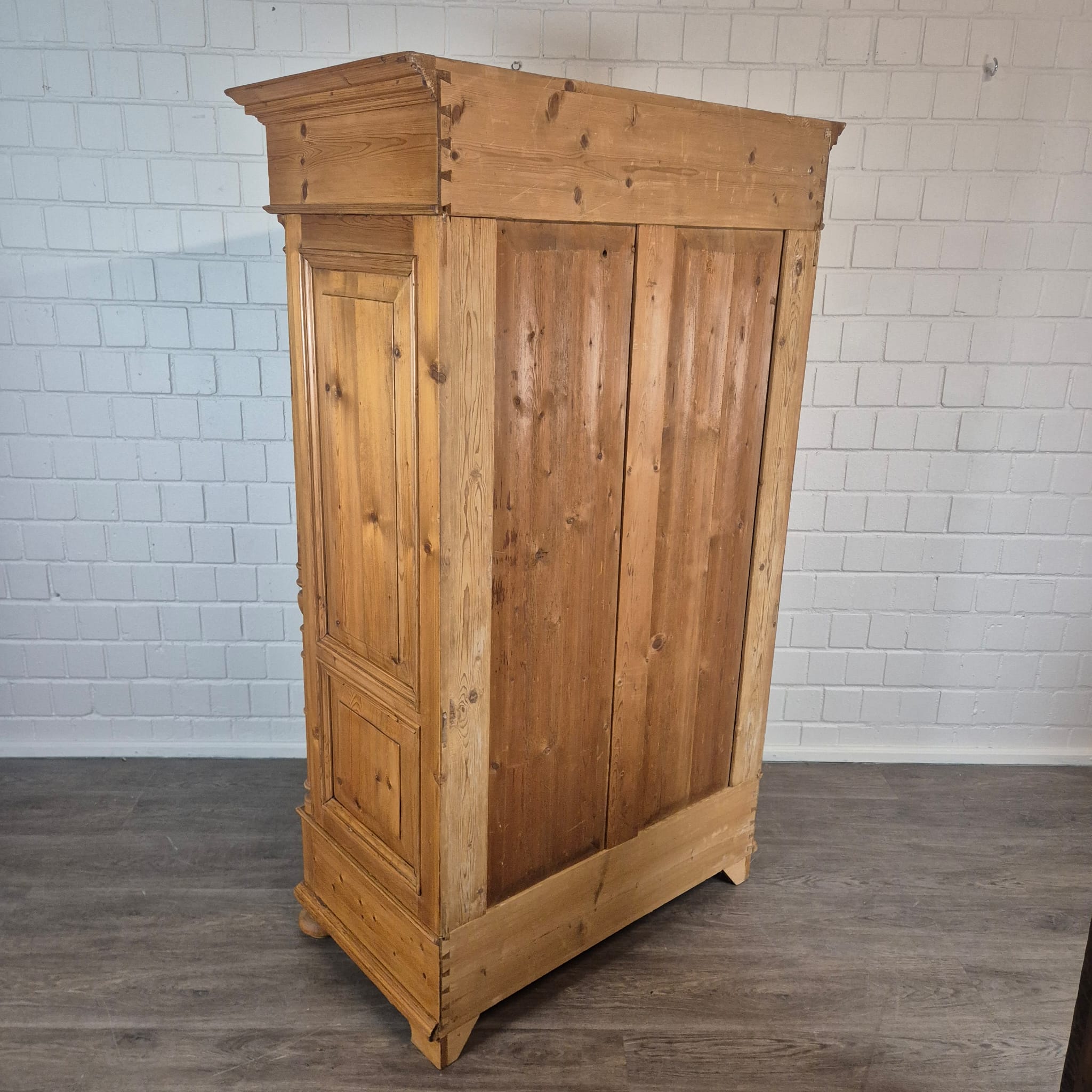 Antieke Gründerzeit Kledingkast / Halkast 1880 Grenen - Afbeelding 15