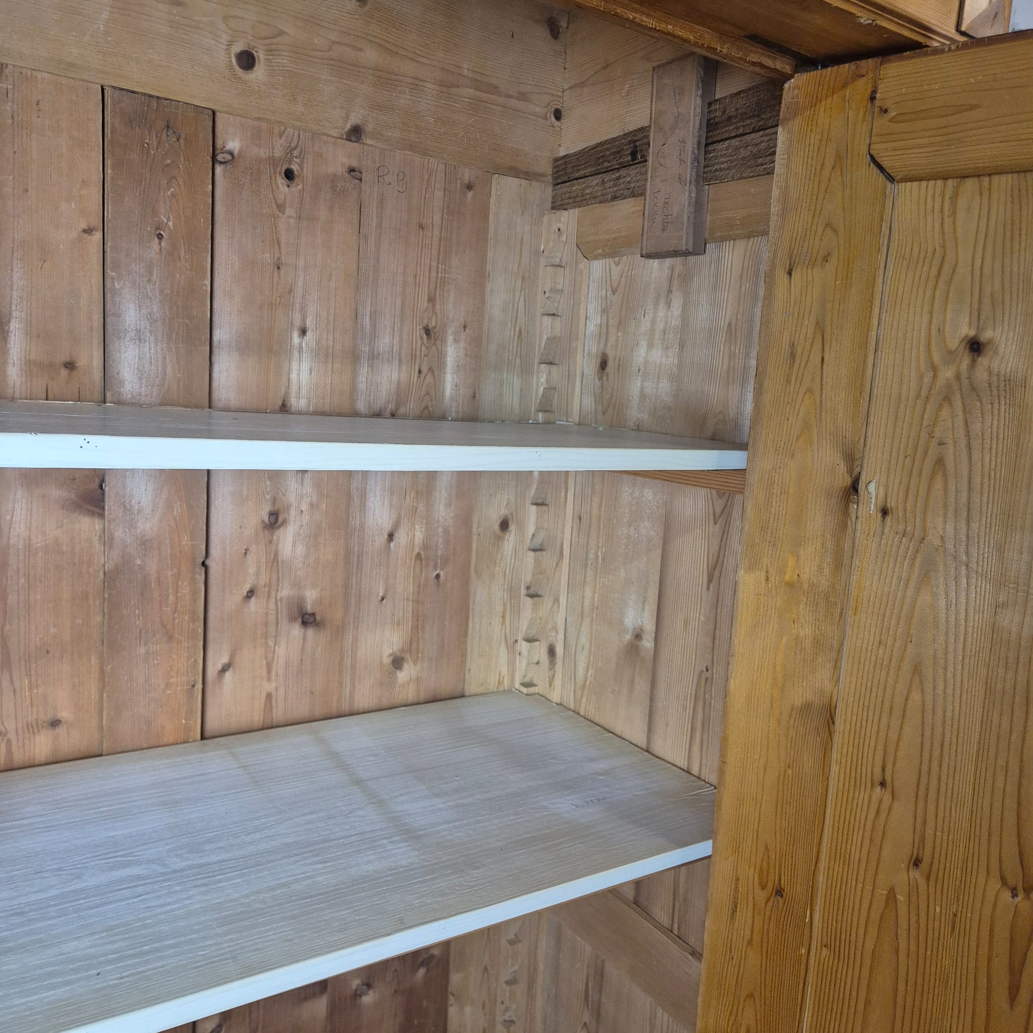 Antieke Gründerzeit Kledingkast / Halkast 1880 Grenen - Afbeelding 12