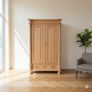 Gründerzeit Kledingkast / Halmeubel – Massief Grenen, ca. 1880