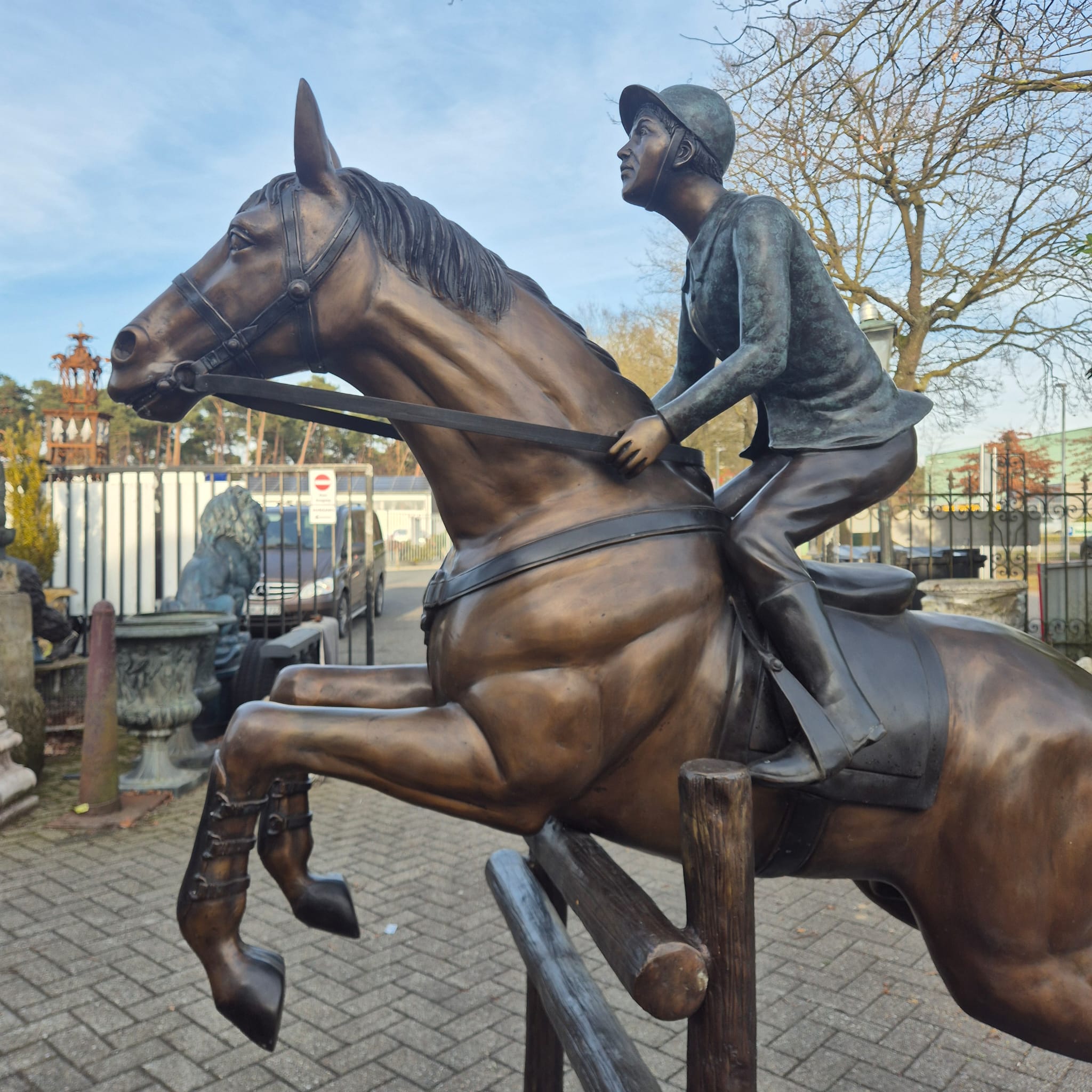 Beeld Tuinbeeld Paard met Ruiter Brons 2,10 m - Afbeelding 5