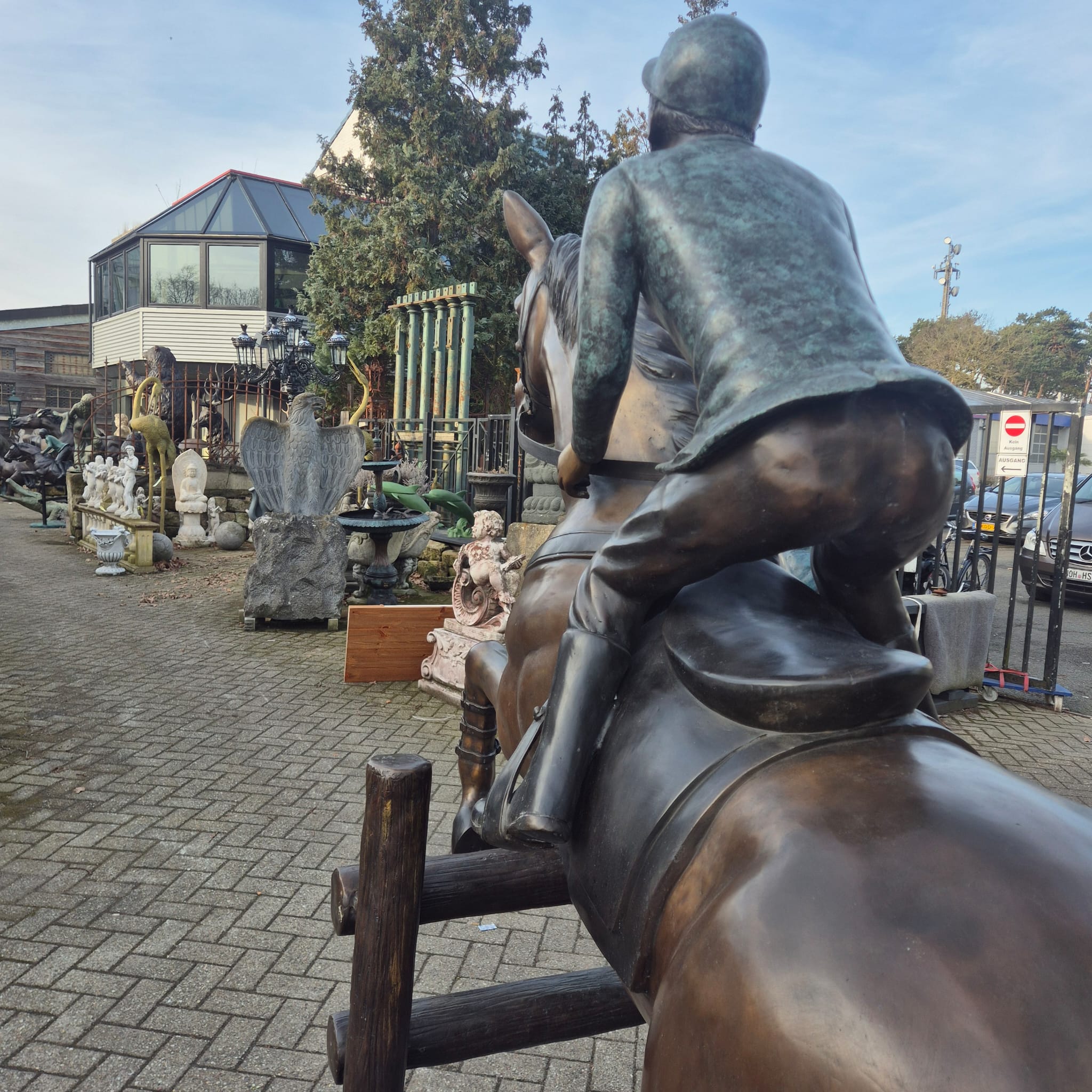 Beeld Tuinbeeld Paard met Ruiter Brons 2,10 m - Afbeelding 11