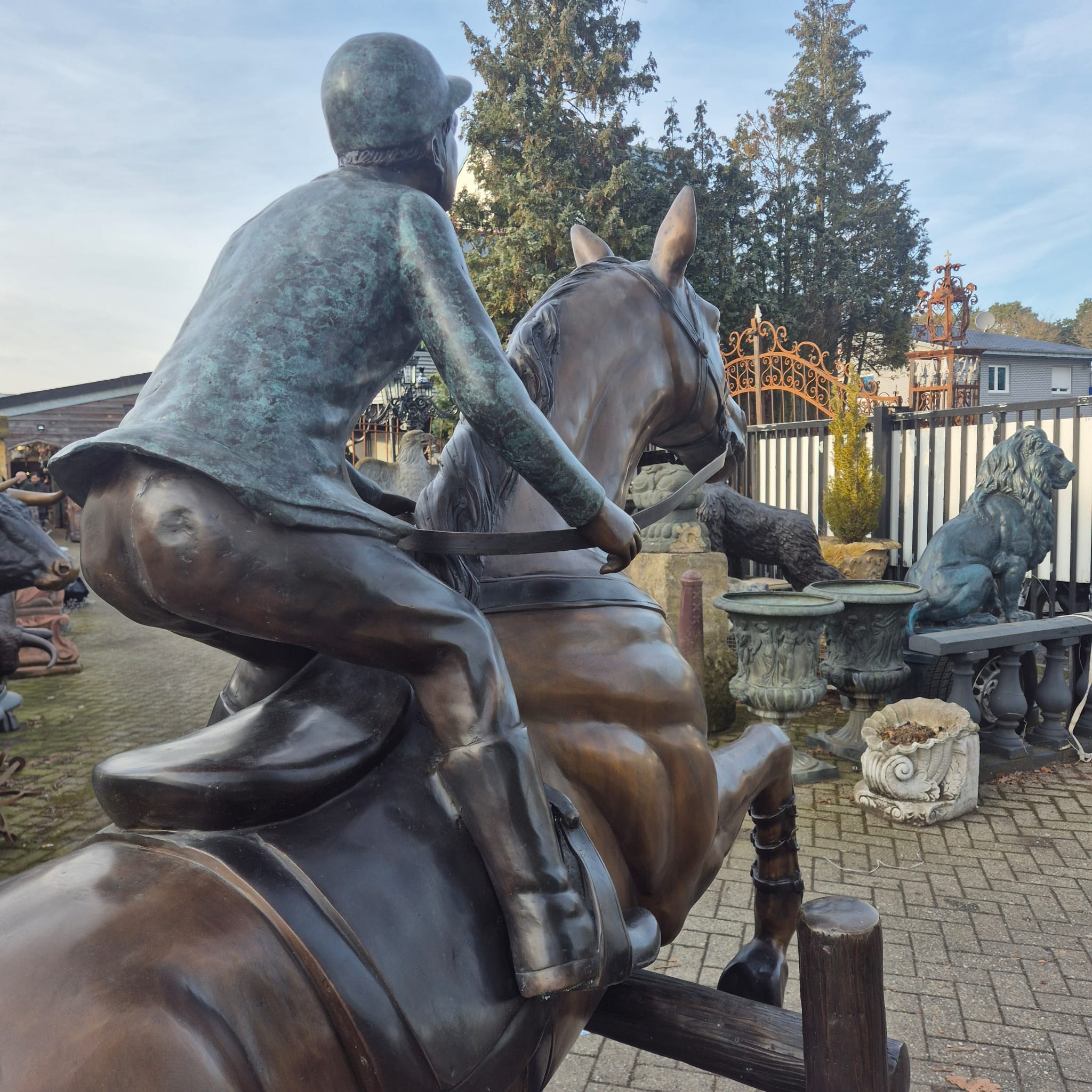 Beeld Tuinbeeld Paard met Ruiter Brons 2,10 m - Afbeelding 19