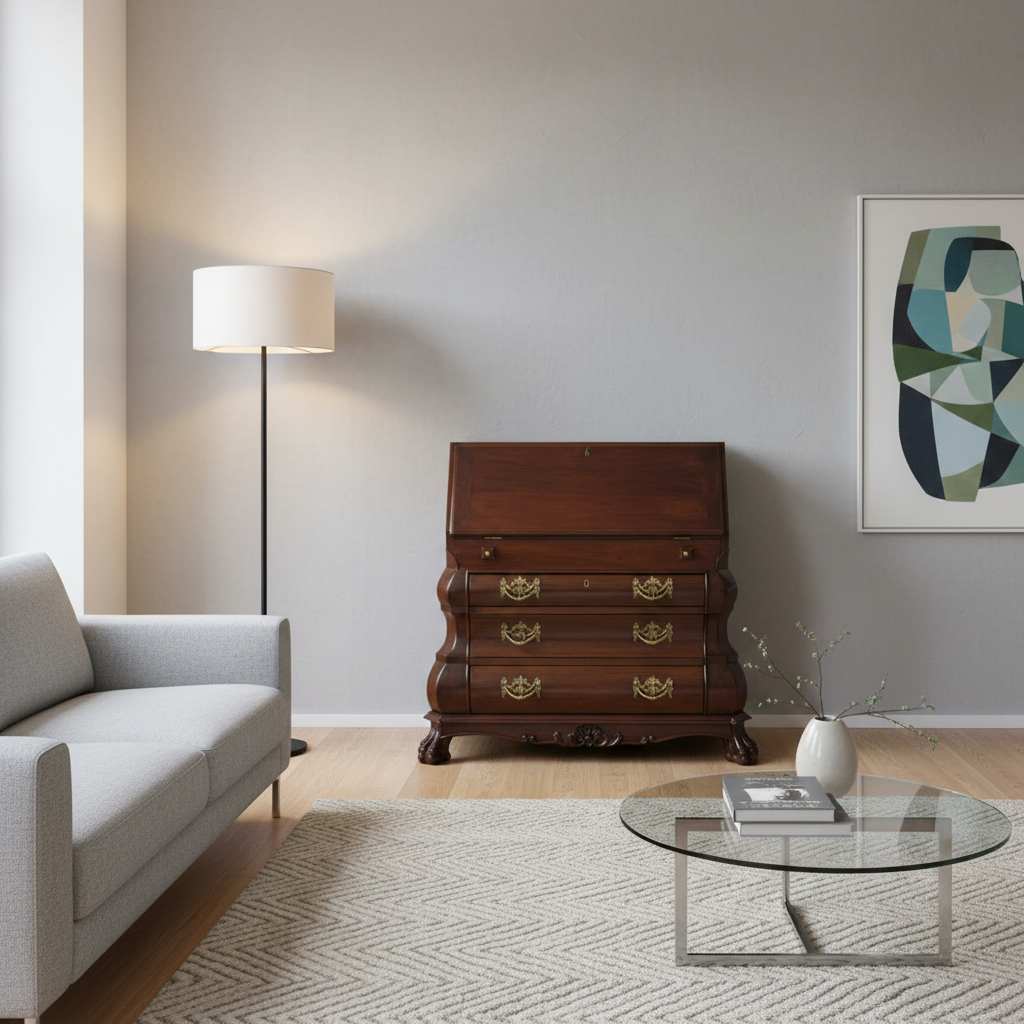 Secretaire Neo-barok 1950 Mahonie - Afbeelding 2