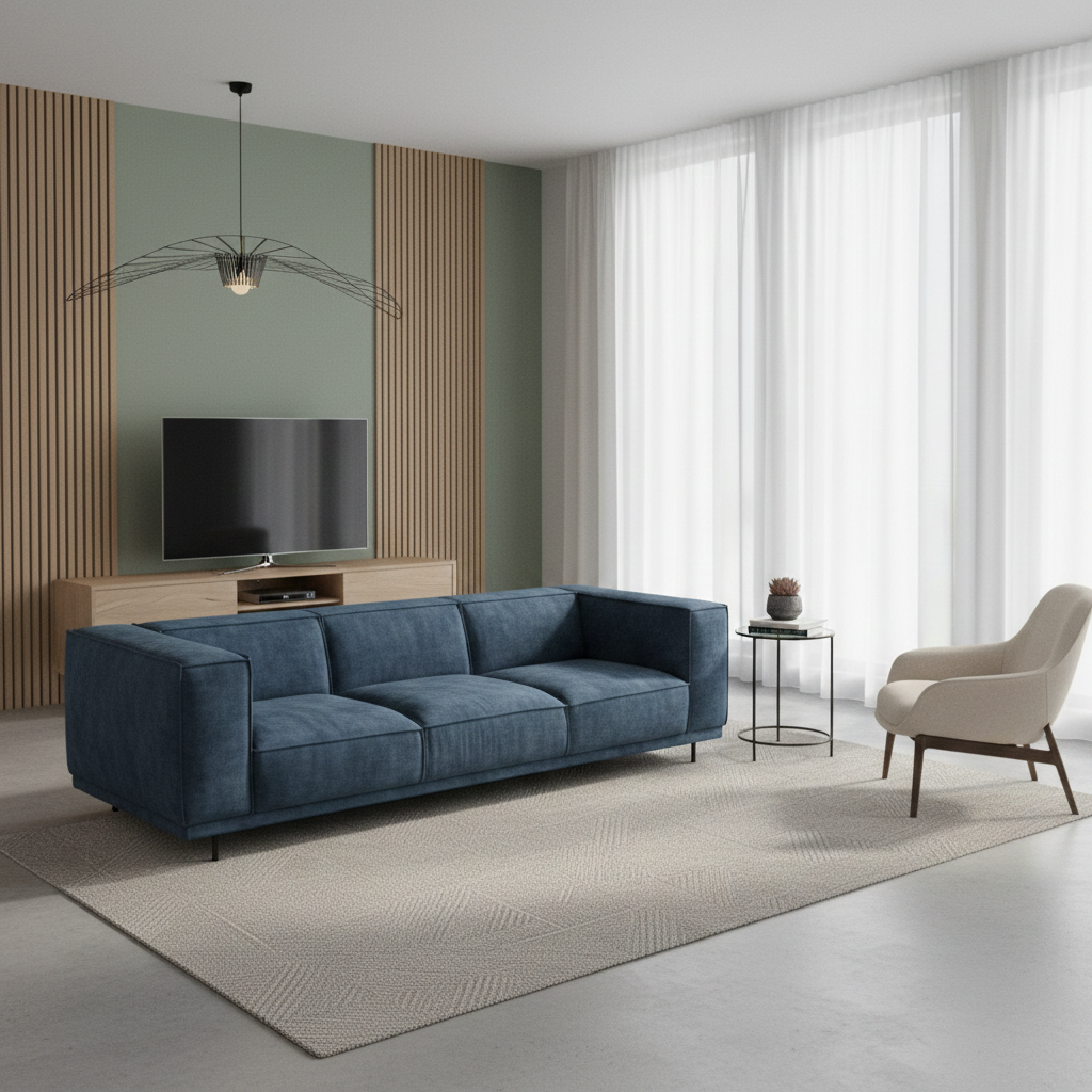 Bank Blauw 2,74 m Velours - Afbeelding 2