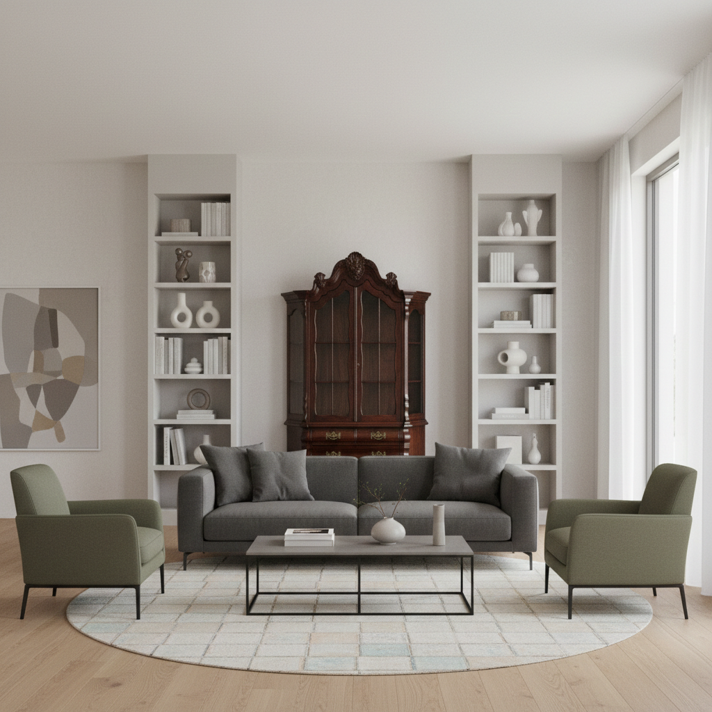 Vitrine Servieskast Neo-barok Mahonie - Afbeelding 2