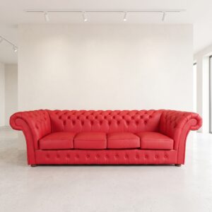Chesterfield Bank Leder Rood 2,60 m