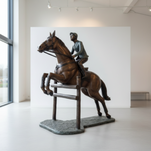 Beeld Tuinbeeld Paard met Ruiter Brons 2,10 m