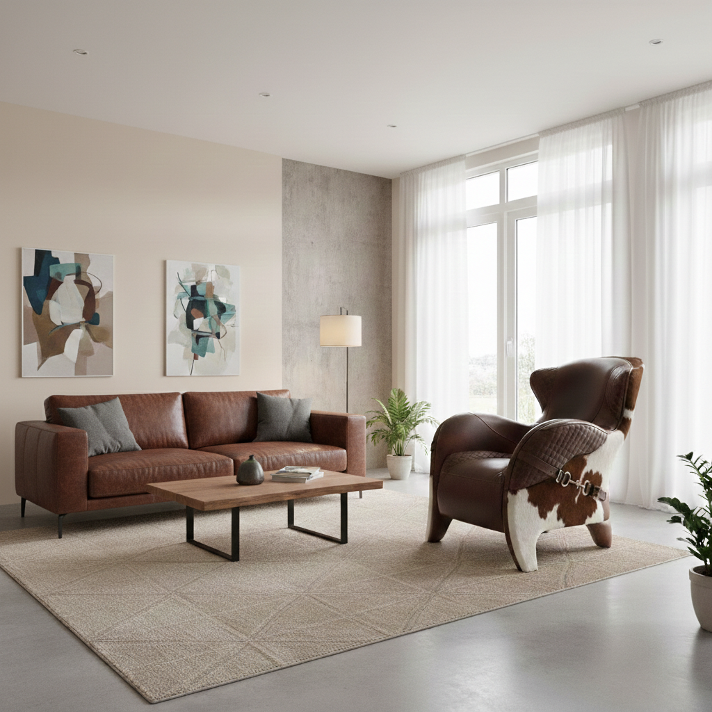 Designer Fauteuil Rundleder Koevel - Afbeelding 2