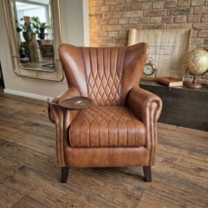 Oorfauteuil Leder Cognac-Bruin