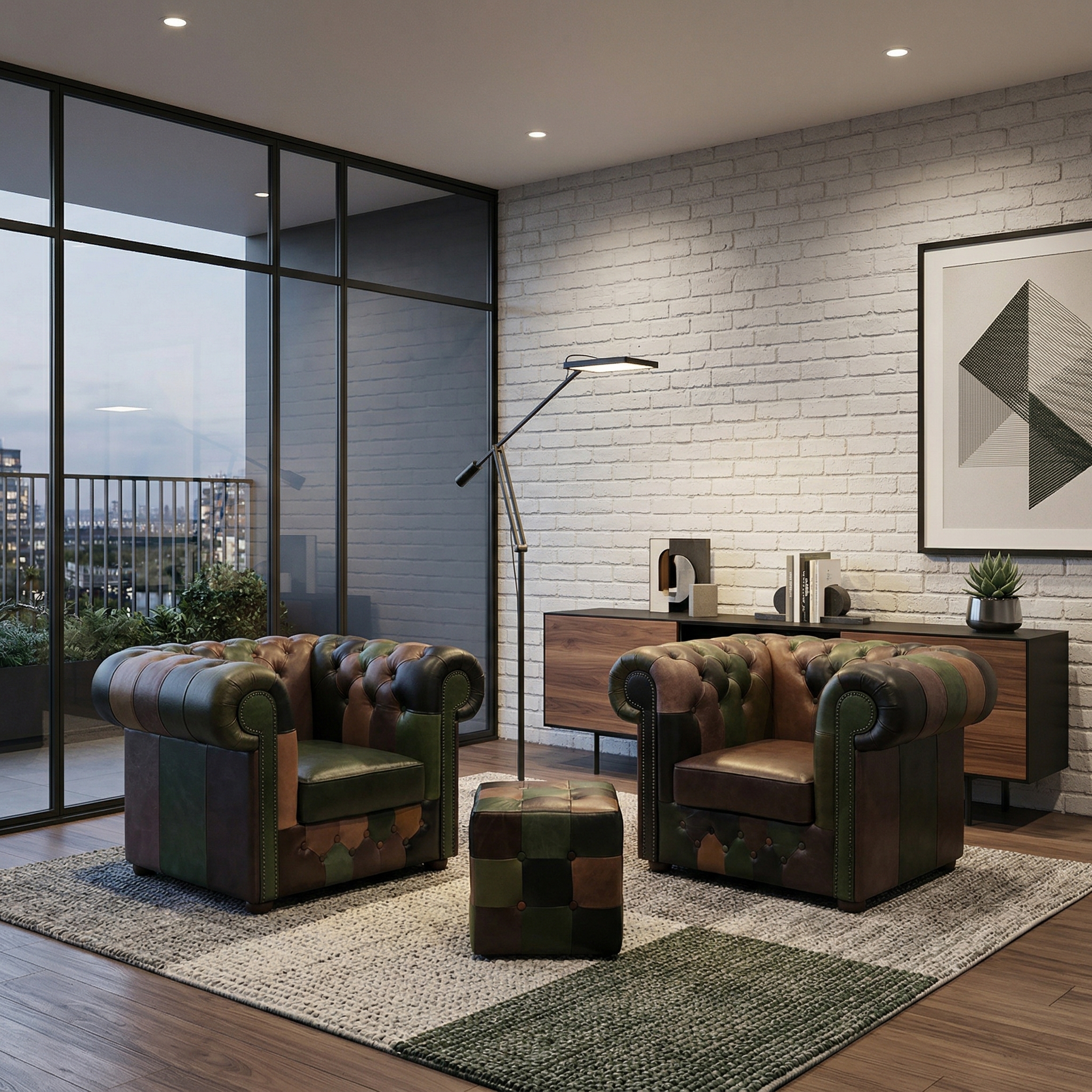 Chesterfield Fauteuil Leder Model Jungle Set - Afbeelding 2