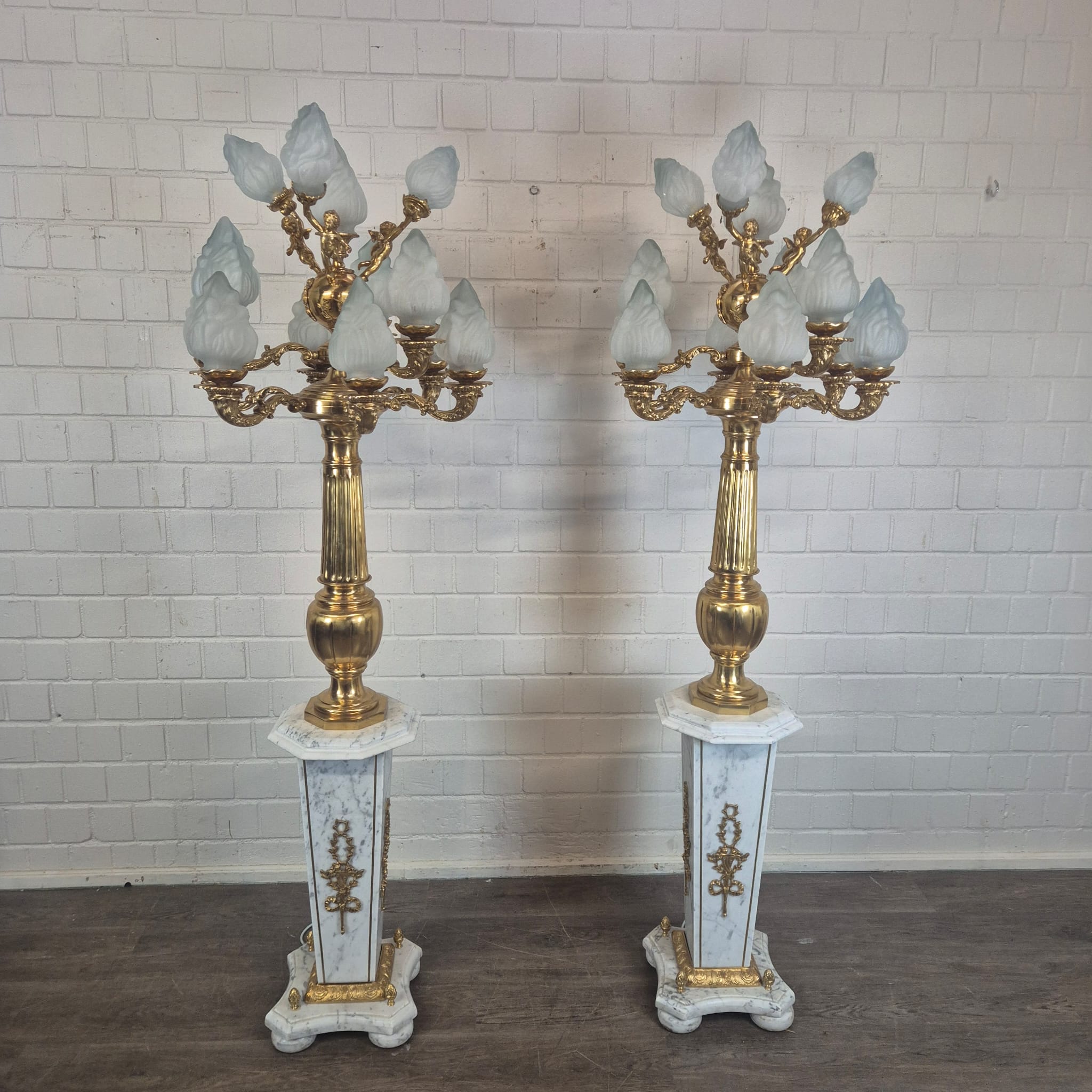 Set Stalampen Messing Marmer 2,10 m - Afbeelding 3