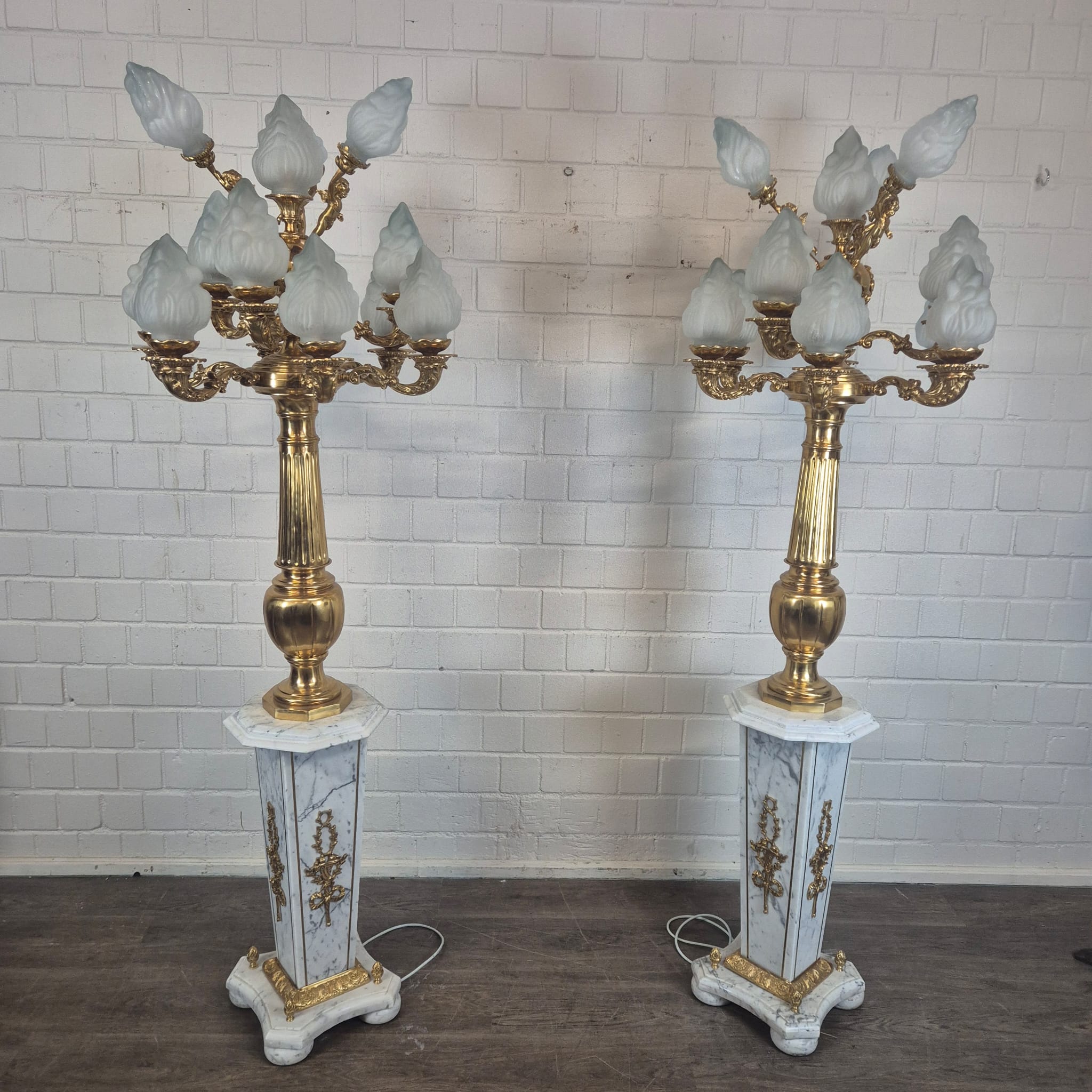 Set Stalampen Messing Marmer 2,10 m - Afbeelding 4