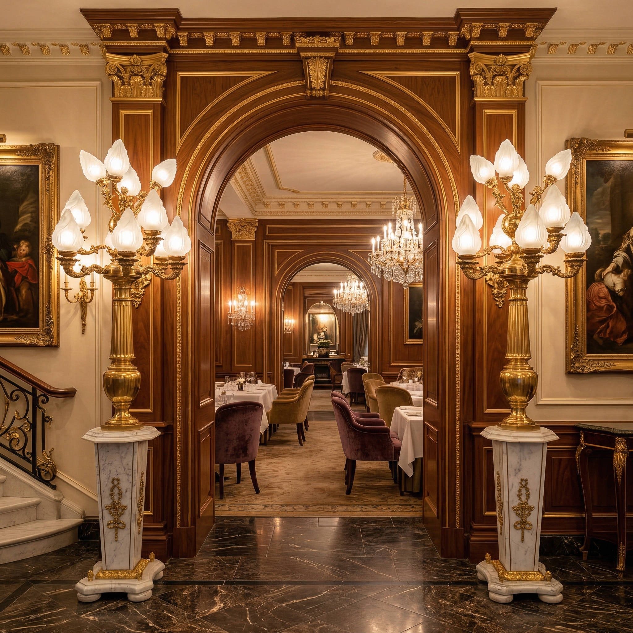 Set Stalampen Messing Marmer 2,10 m - Afbeelding 2