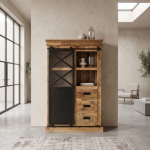 Kast Vitrine Mango Hout 2,00 m
