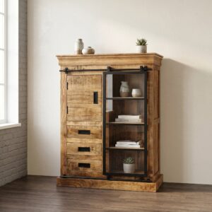 Kast Vitrine Mango Hout 0,90 m