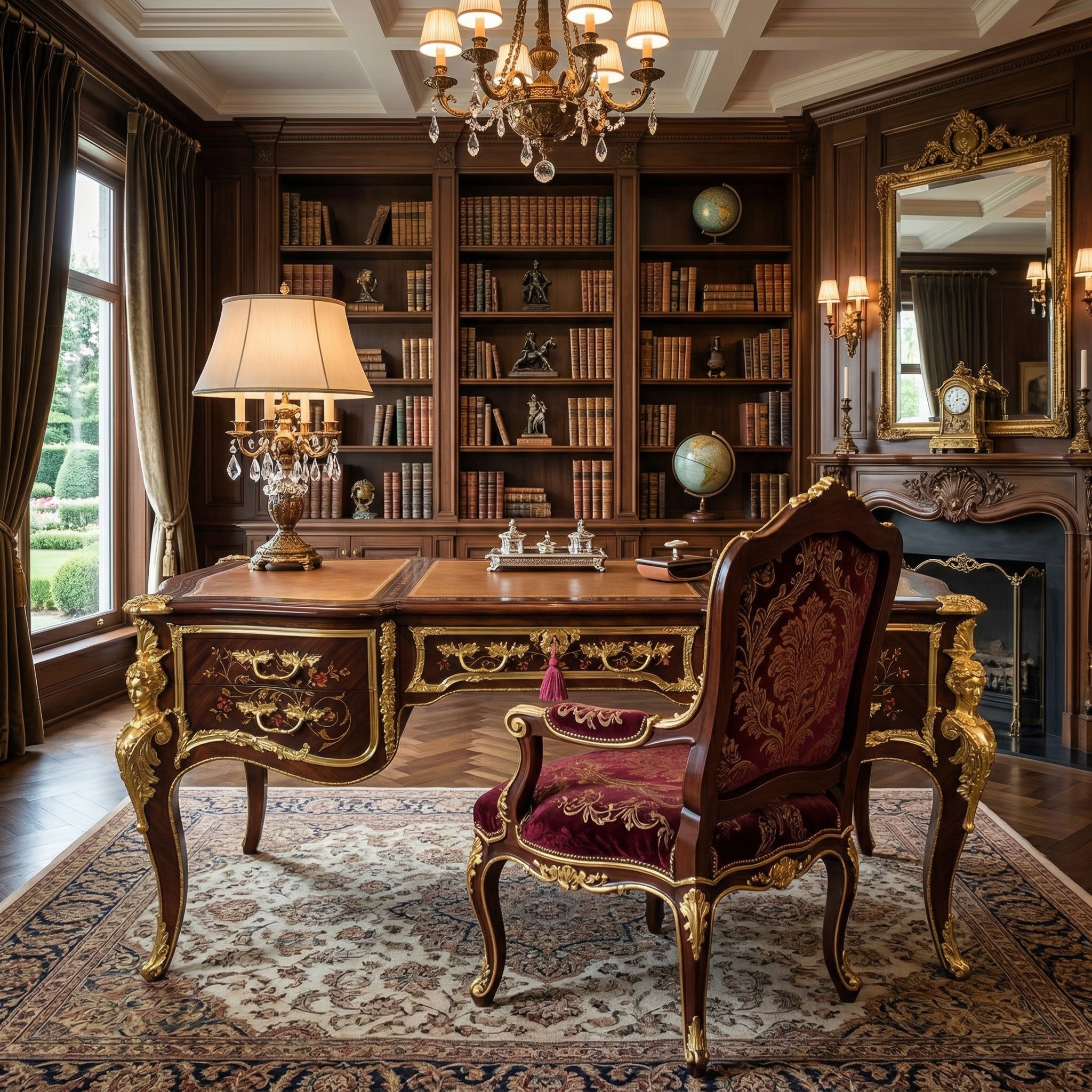 Bureau Rococo-Stijl Noten 1,80 m x 0,84 m - Afbeelding 2